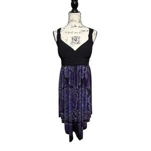 Olivia Matthews Y2K Fairy Black Purple Paisley Handkerchief Dress 12 Whimsigoth
